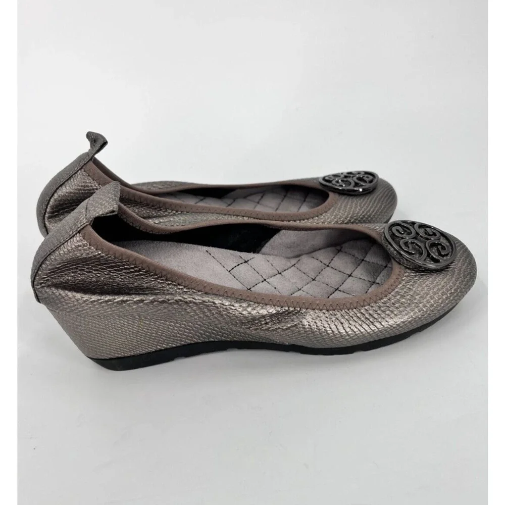 Itti & Otto Low Wedges Comfort Silver Loafer Shoes Women's Size 40 EU